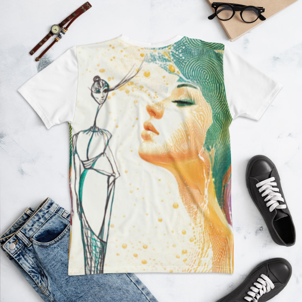 Colourful abstract art printed t-shirt