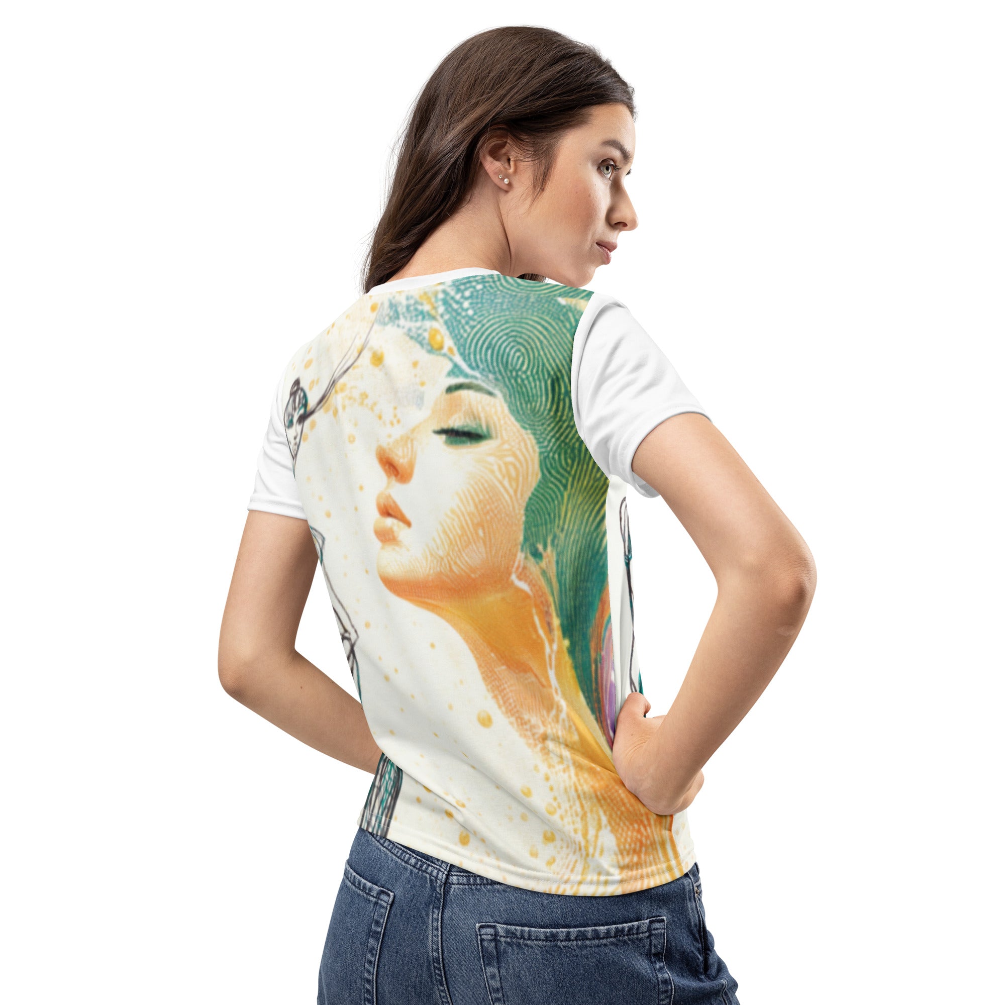 Abstract face t-shirt with flowing colours