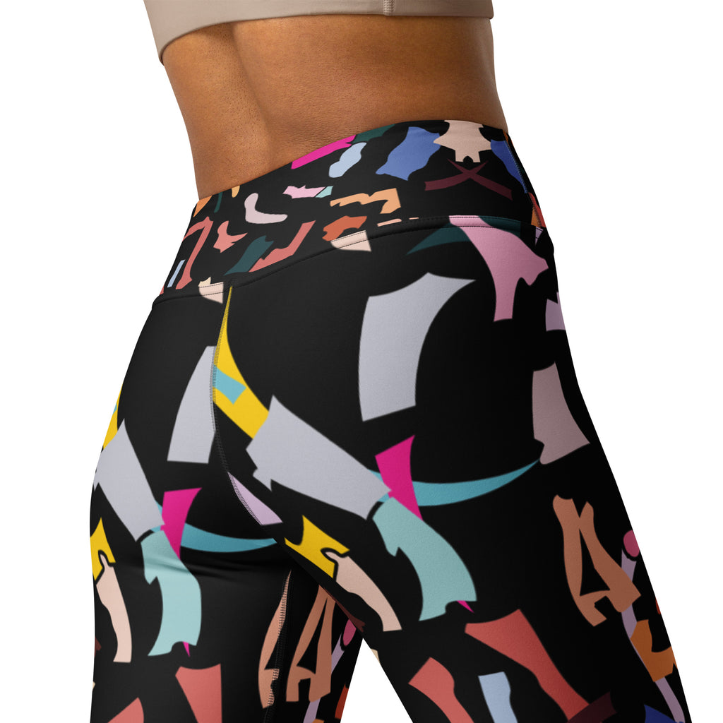 Unique colourful abstract pattern yoga leggings women