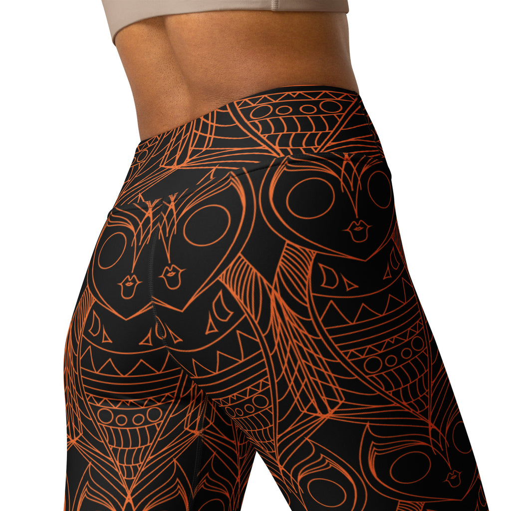 Owl printed yoga leggings high stretch comfort for women – breathable and flexible activewear.