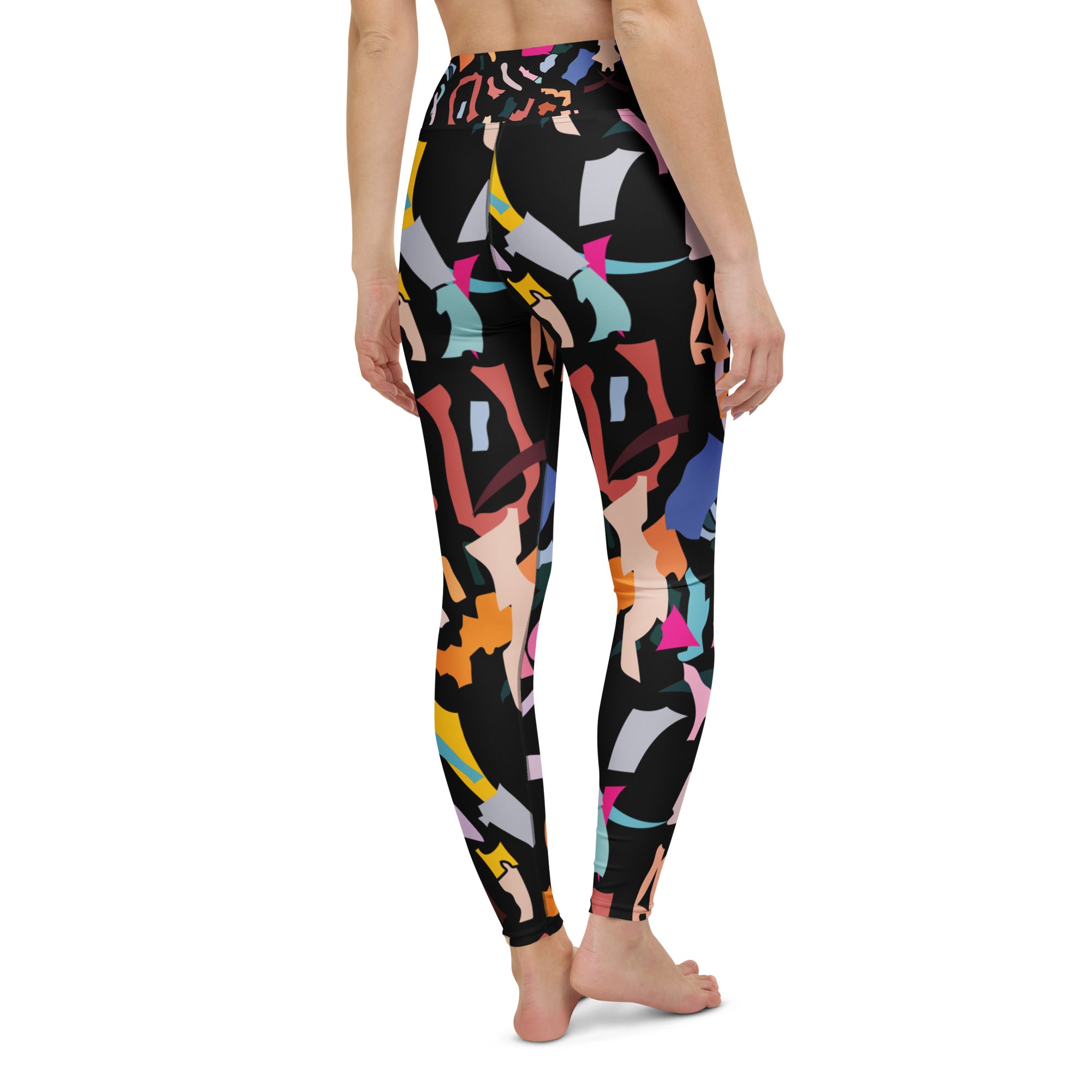 Colourful swirl print yoga leggings vibrant abstract pattern