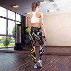 Multicolour abstract print activewear yoga pants comfort fit