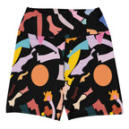 All-over print yoga shorts vibrant abstract design high waist activewear