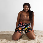 Artistic graphic print yoga shorts moisture-wicking high performance