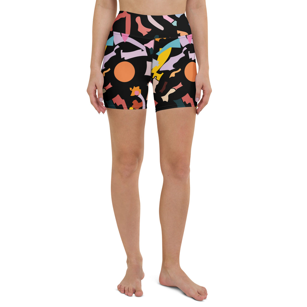 All-over print yoga shorts breathable workout shorts with unique design