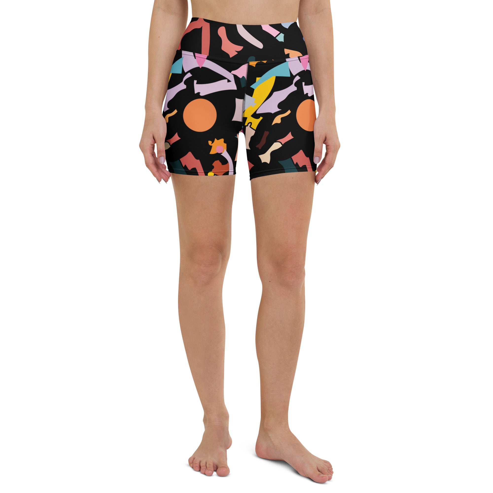 All-over print yoga shorts breathable workout shorts with unique design
