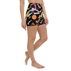 High-stretch all-over print yoga shorts for gym and yoga sessions