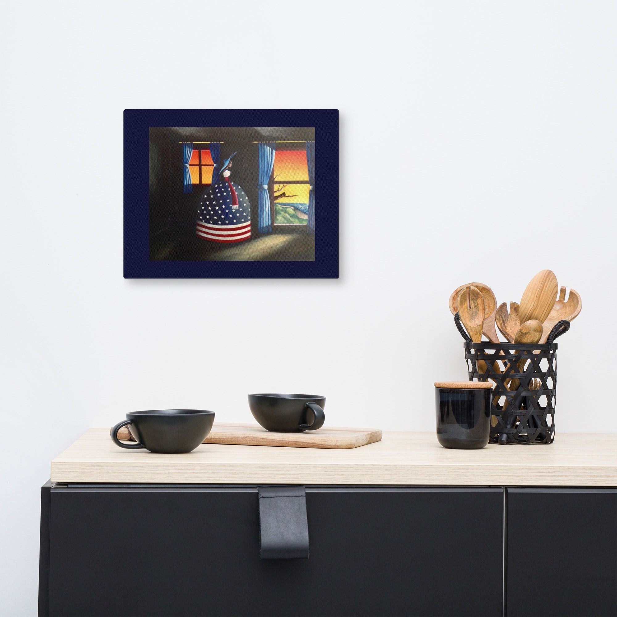 Americana sunset artwork on thick poly-cotton canvas