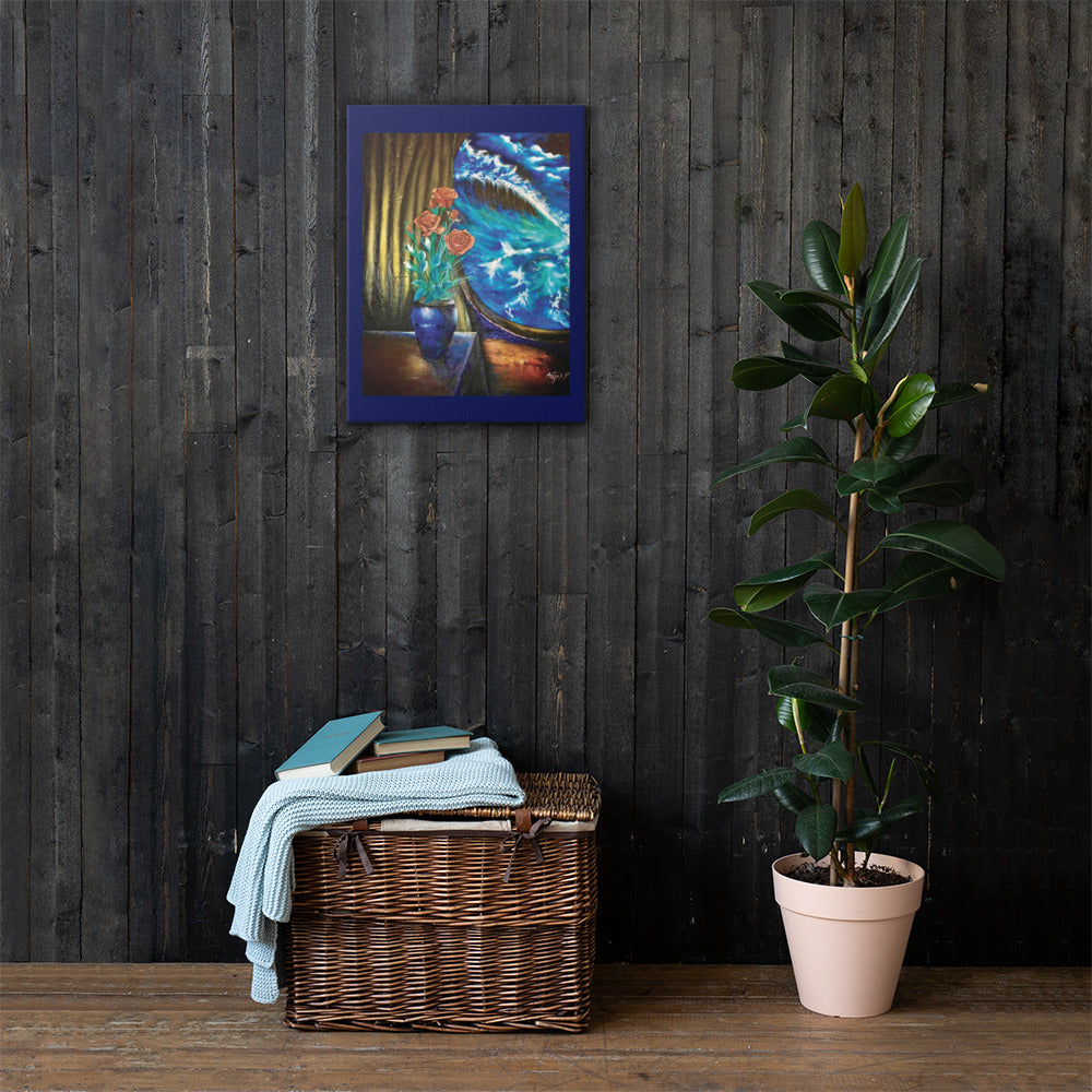 Modern artistic wall décor featuring sea and flowers