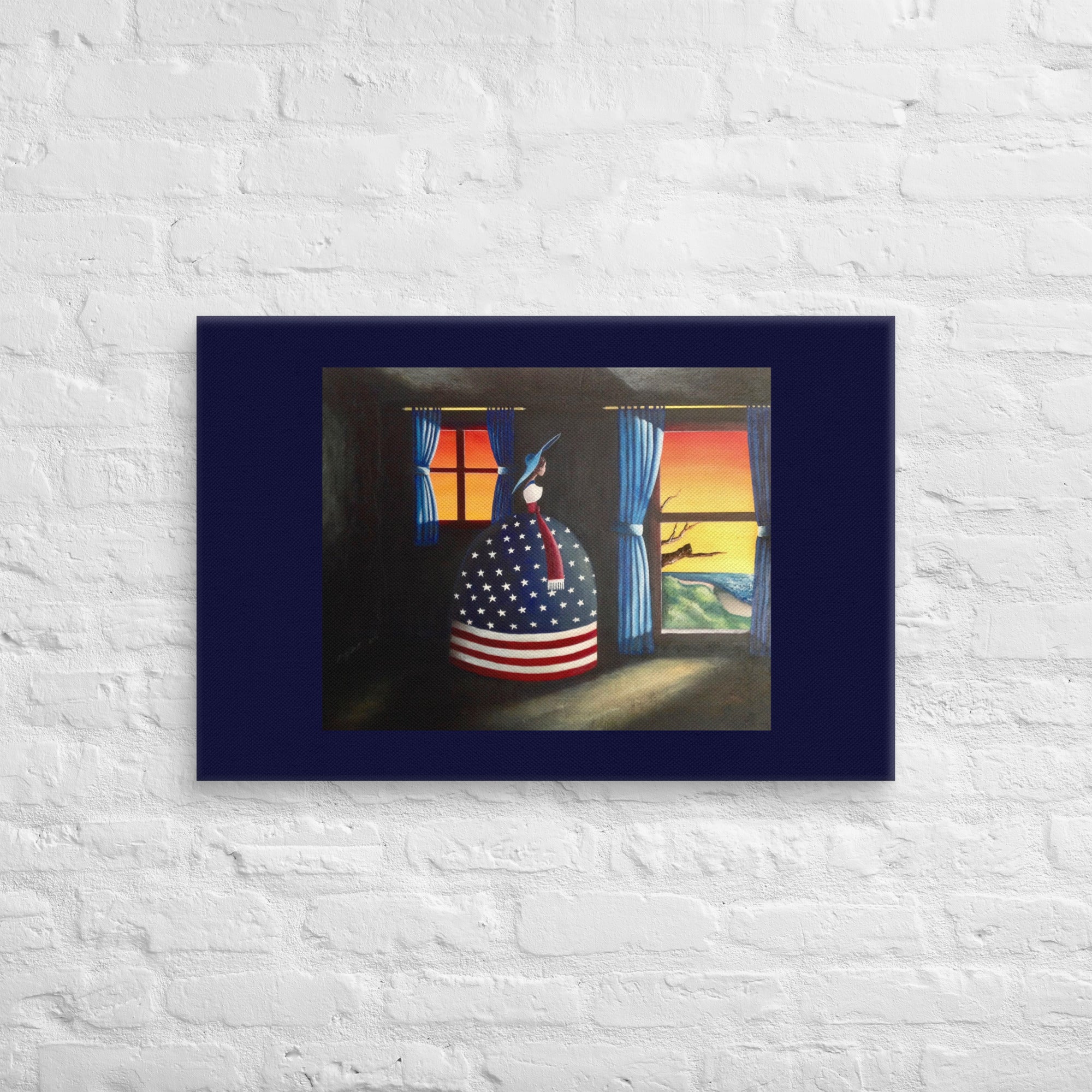 Midnight Americana Sunset canvas art in elegant living room