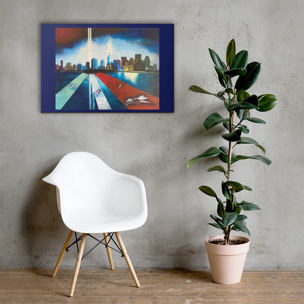 New York City canvas print depicting resilience, remembrance, and hope after 9/11.