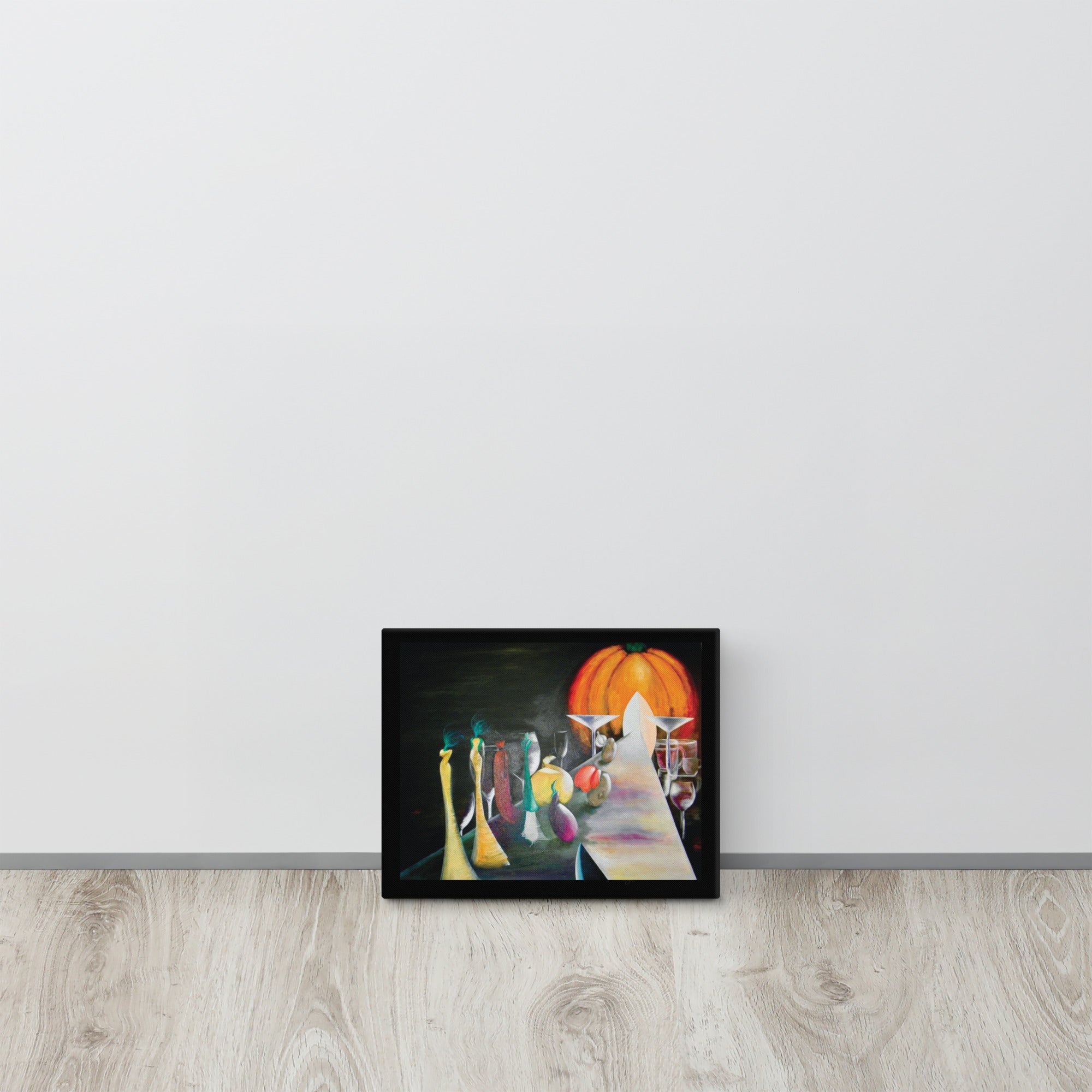 Contemporary autumn canvas print with a dramatic runway, seasonal colours, and artistic fashion-inspired elements.