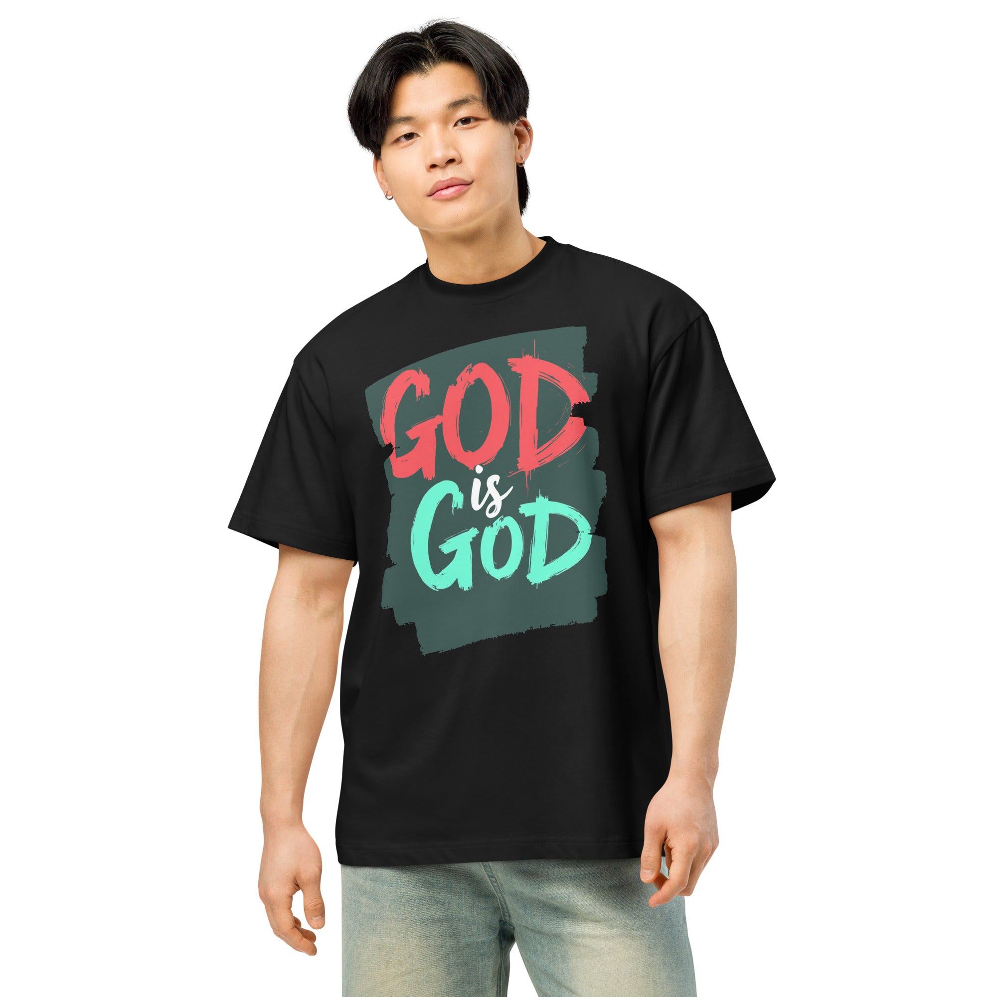 Boxy fit cotton t-shirt God is God message