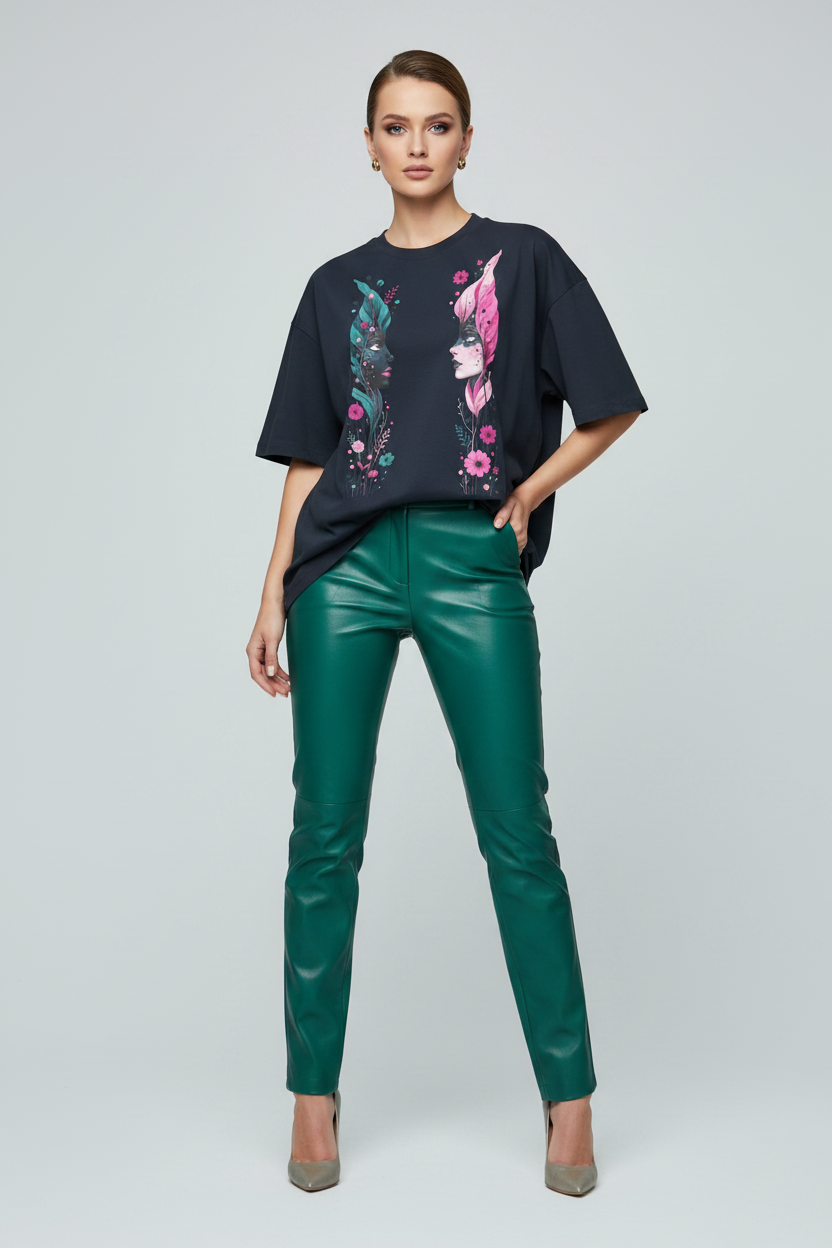 Unisex Floral Portrait Oversized T-shirt