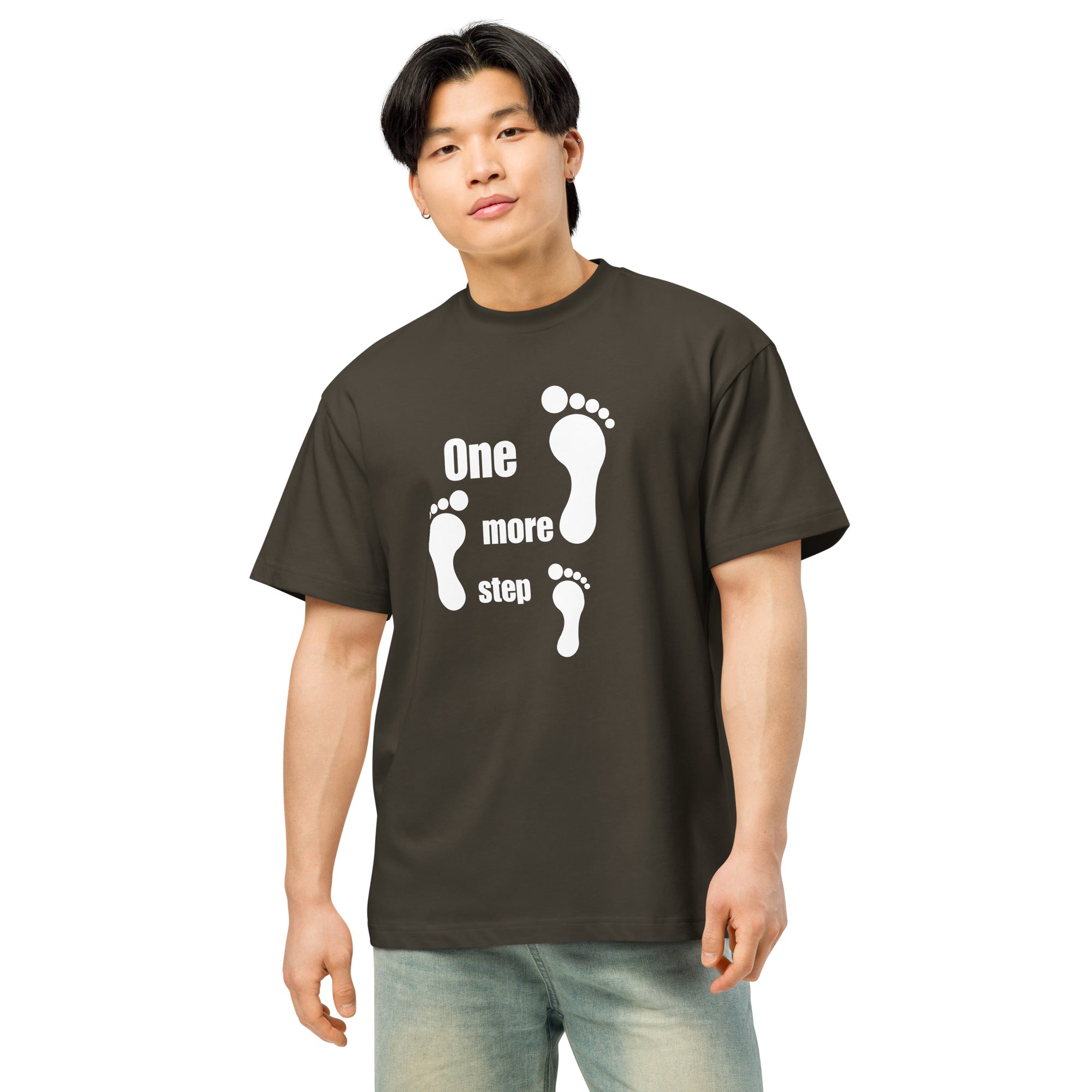 Urban streetwear style featuring the One More Step graphic.