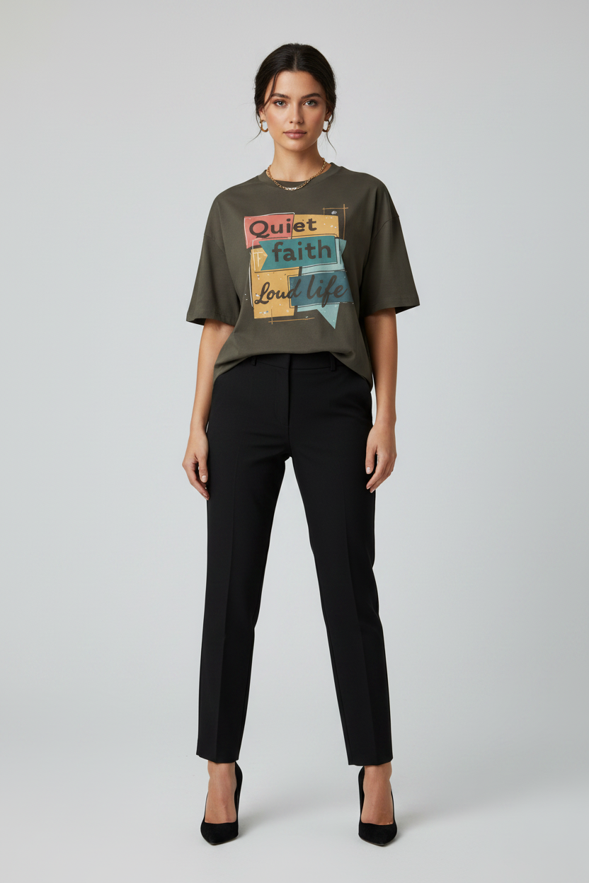 Quiet Faith, Loud Life Oversized T-shirt