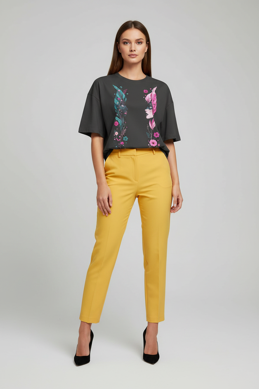 Unisex Floral Portrait Oversized T-shirt