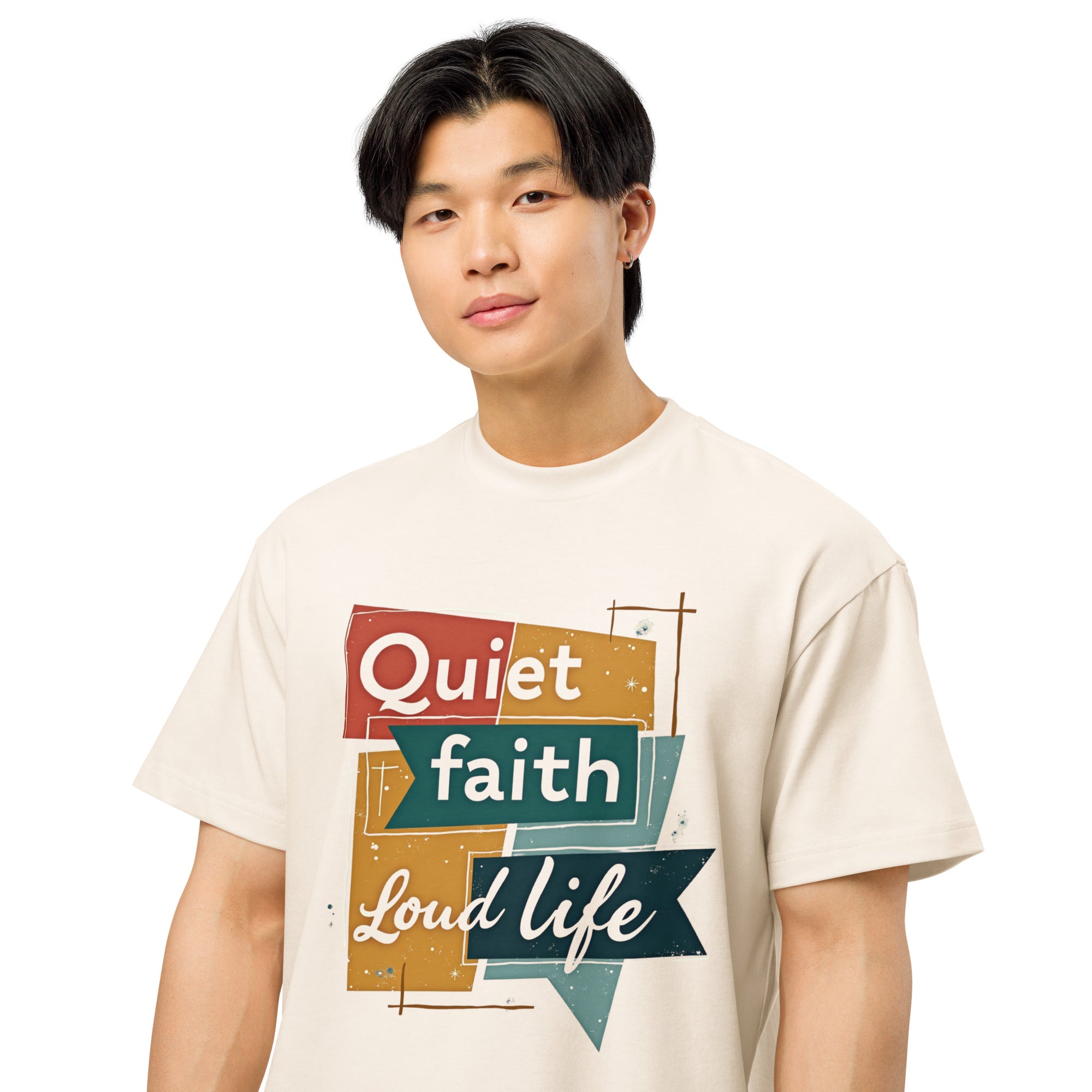 Christian streetwear tee with minimalist text