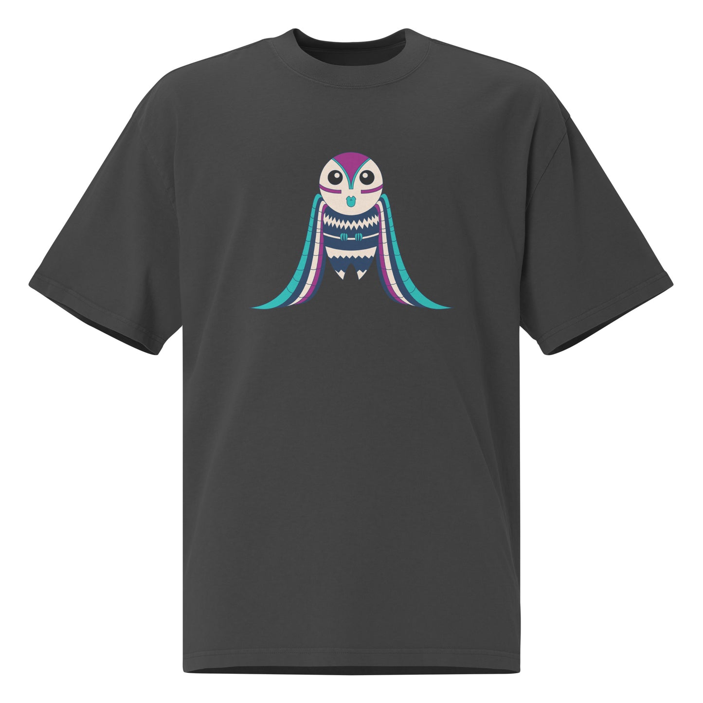 Oversized Faded T-Shirt Graphic Owl Print Shirt, Oversized Graphic T-Shirt, Trendy Oversized Tee