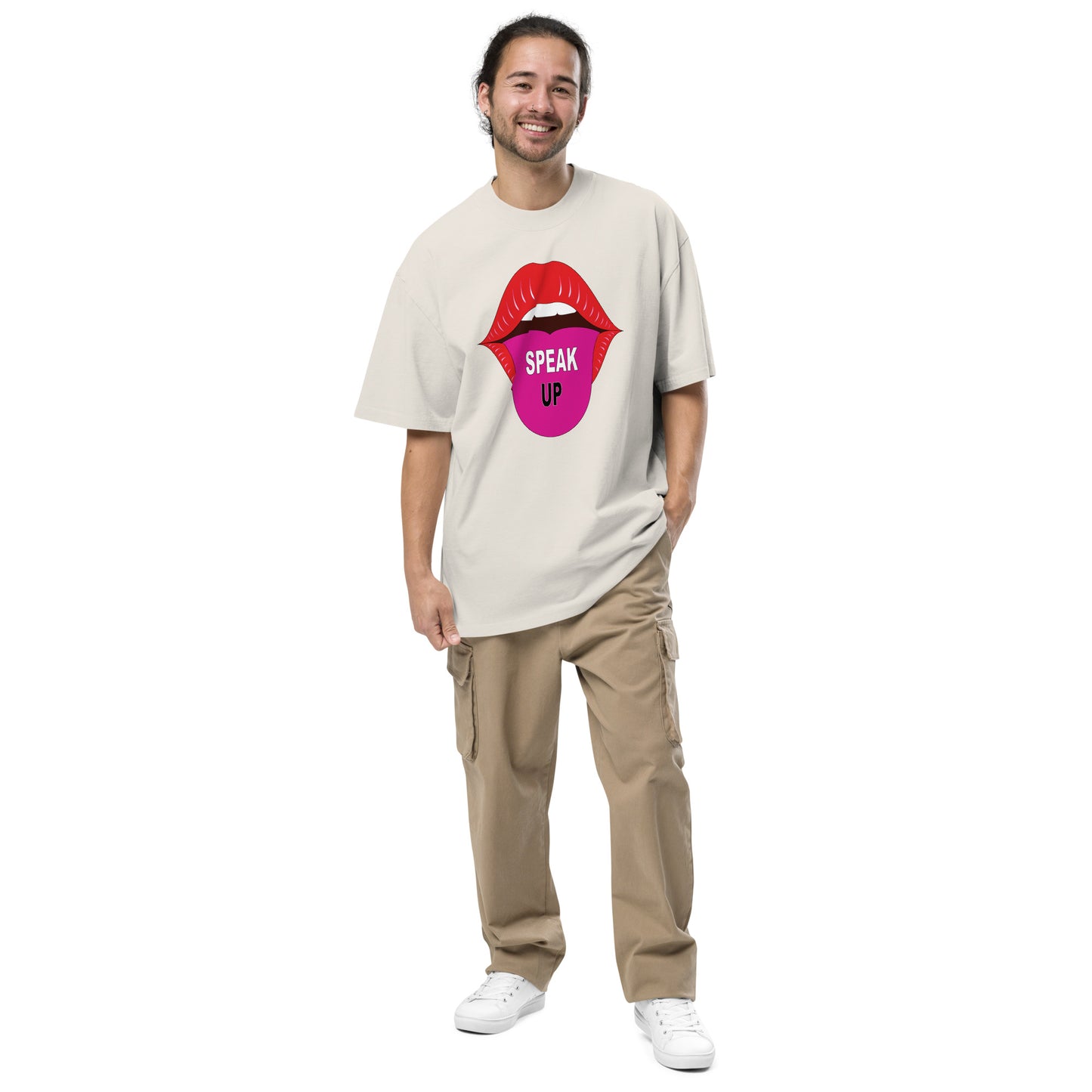 Speak Up Art Print Oversized Faded T-Shirt – Vintage Graphic Tee for Statement Style