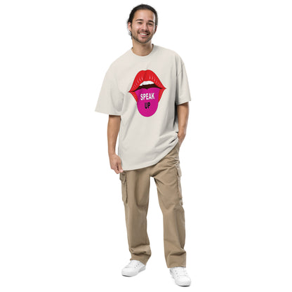 Speak Up Art Print Oversized Faded T-Shirt – Vintage Graphic Tee for Statement Style