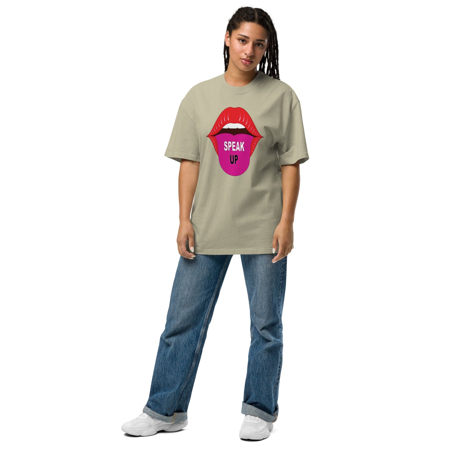 Speak Up Art Print Oversized Faded T-Shirt – Vintage Graphic Tee for Statement Style