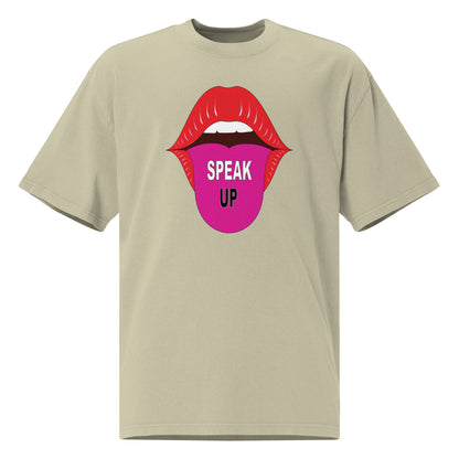 Speak Up Art Print Oversized Faded T-Shirt – Vintage Graphic Tee for Statement Style