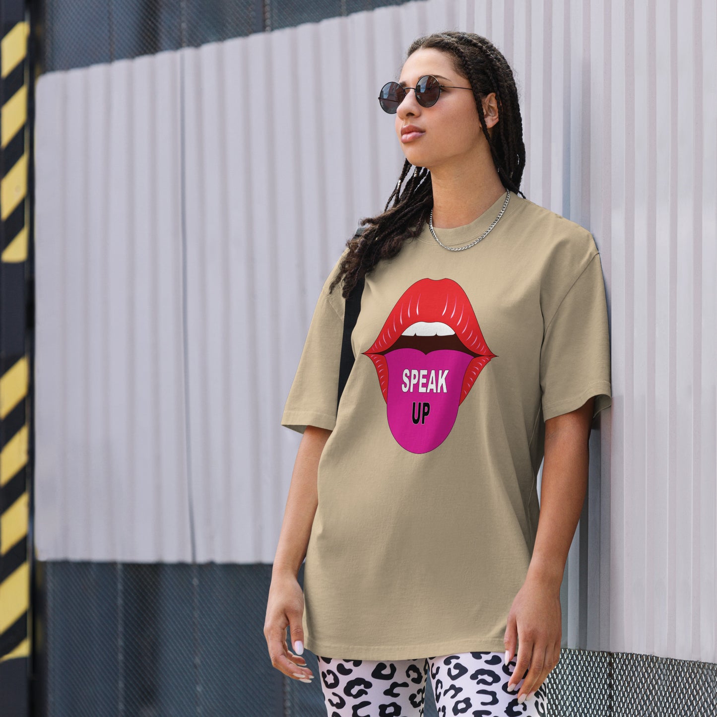 Speak Up Art Print Oversized Faded T-Shirt – Vintage Graphic Tee for Statement Style