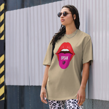 Speak Up Art Print Oversized Faded T-Shirt – Vintage Graphic Tee for Statement Style