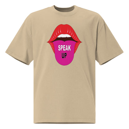 Speak Up Art Print Oversized Faded T-Shirt – Vintage Graphic Tee for Statement Style