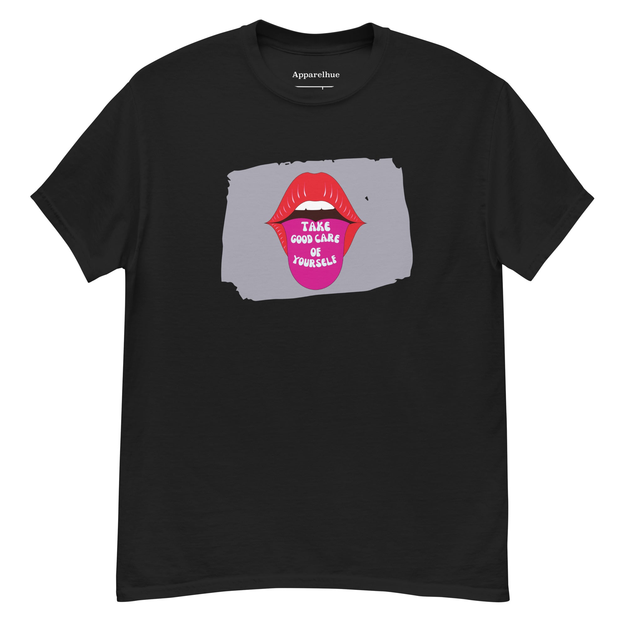 Take Good Care Of Yourself Tee in white cotton by Apparel Hue Art