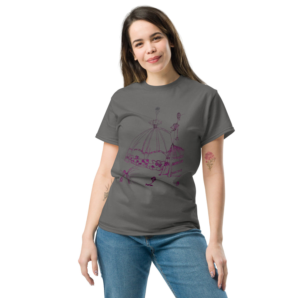 delicate floral line art tee