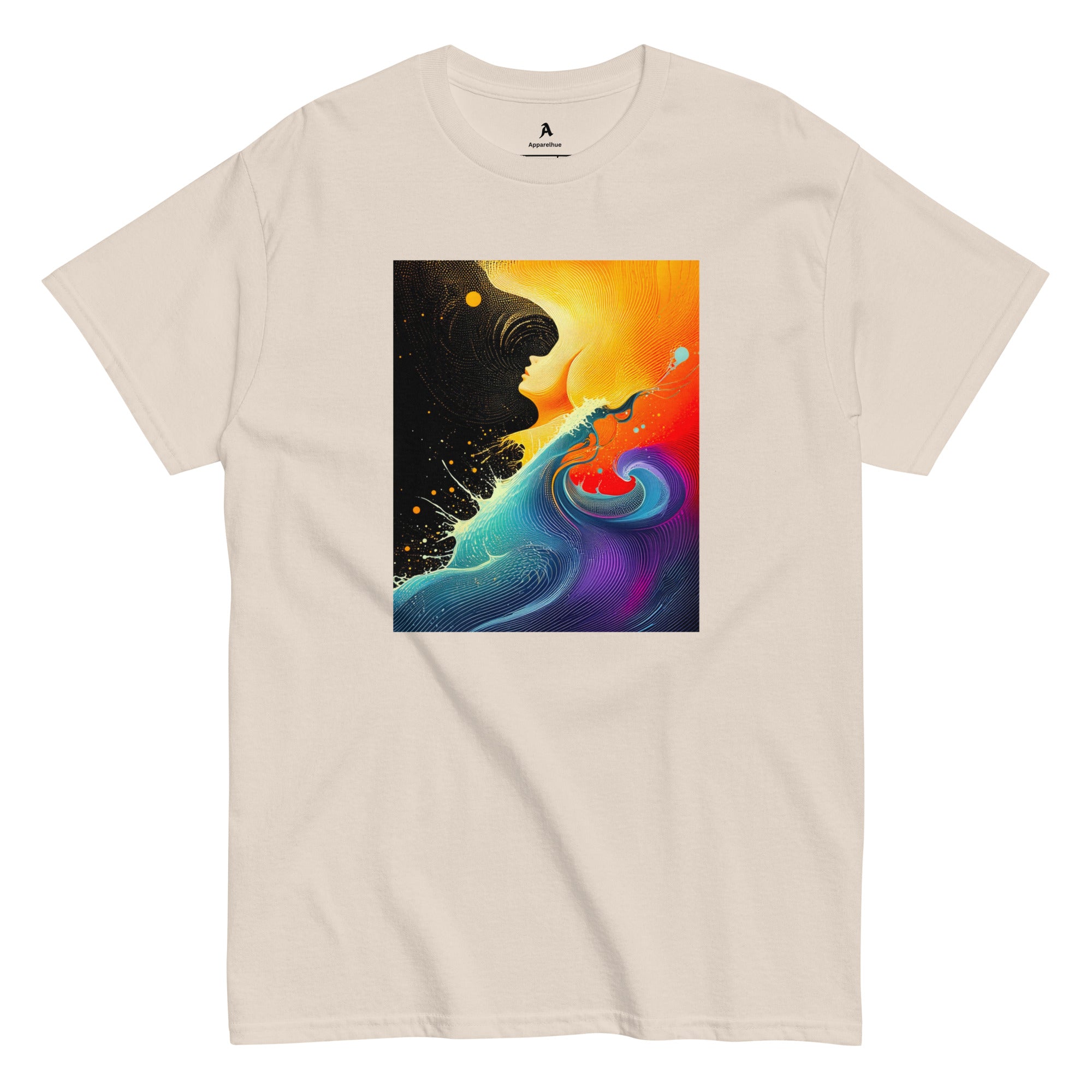 vibrant artistic graphic tee design close up