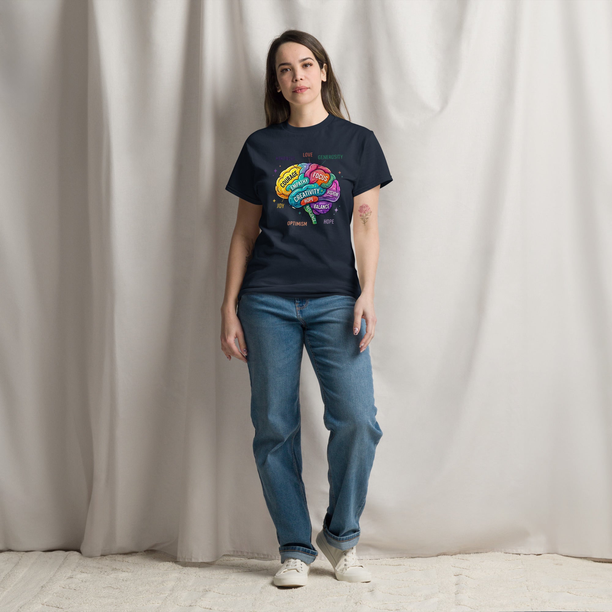 Apparelhue Mindset Brain Art T-shirt featuring an abstract anatomical brain illustration.