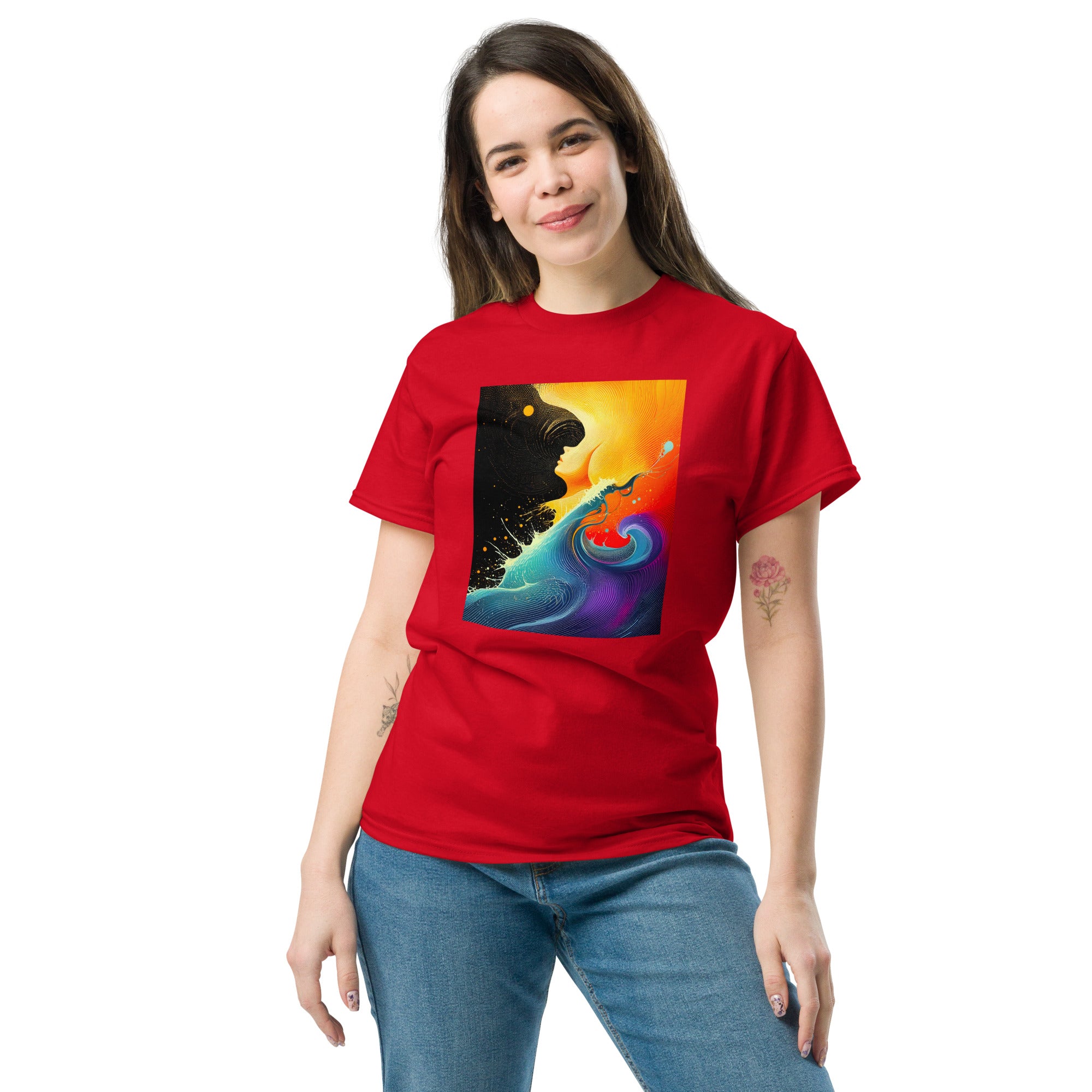 Product mockupmodern artistic t shirt vibrant design