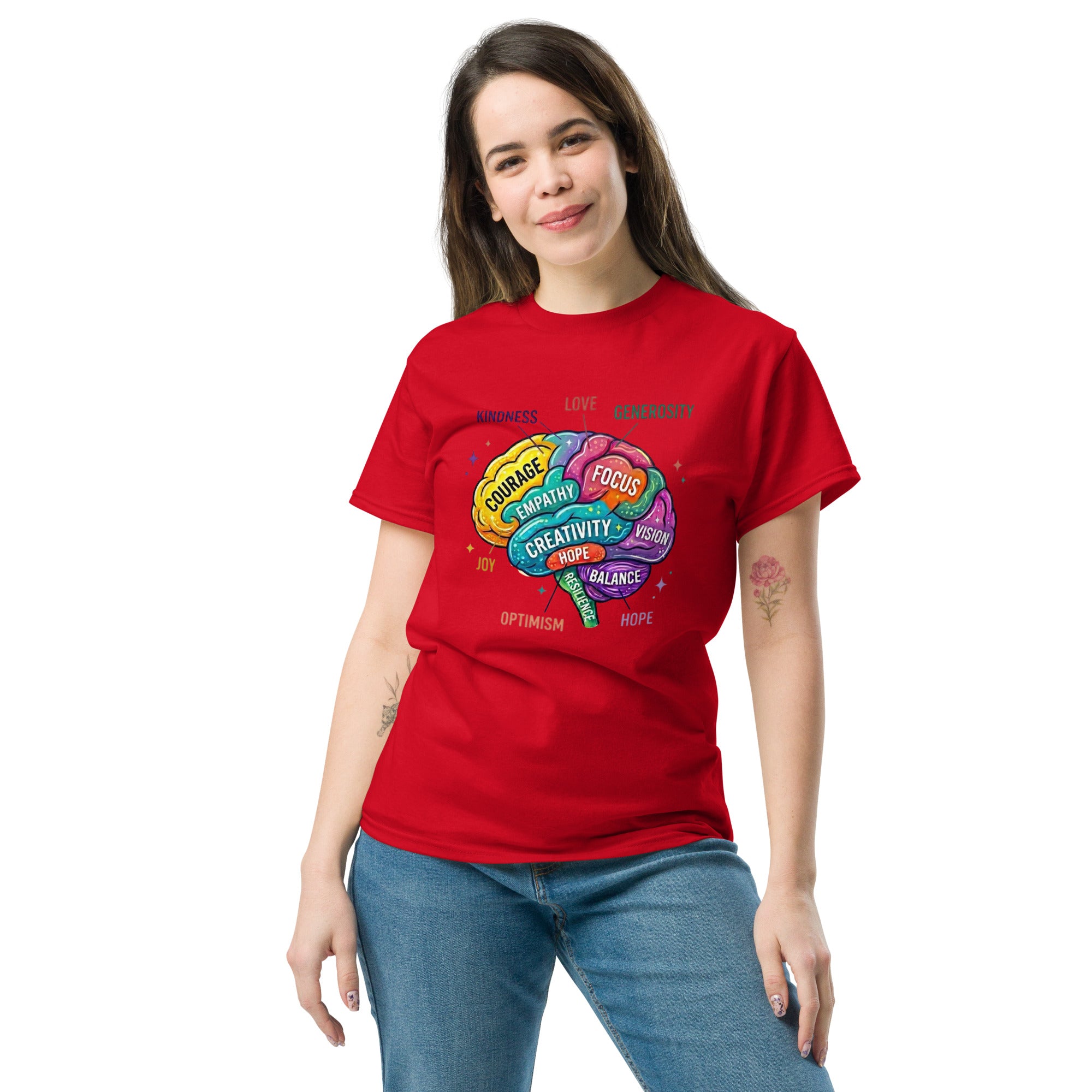 inspirational words brain art t shirt