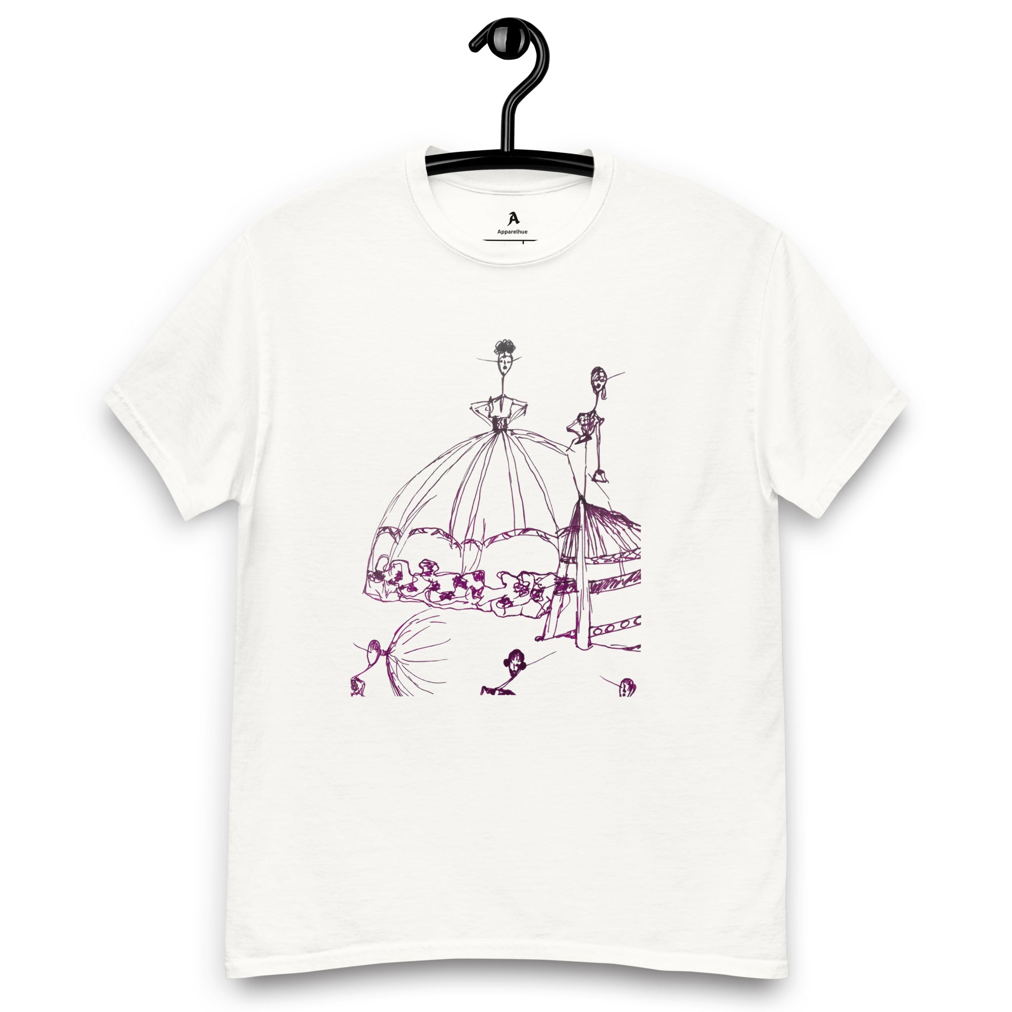 artistic line art t shirt with flowers