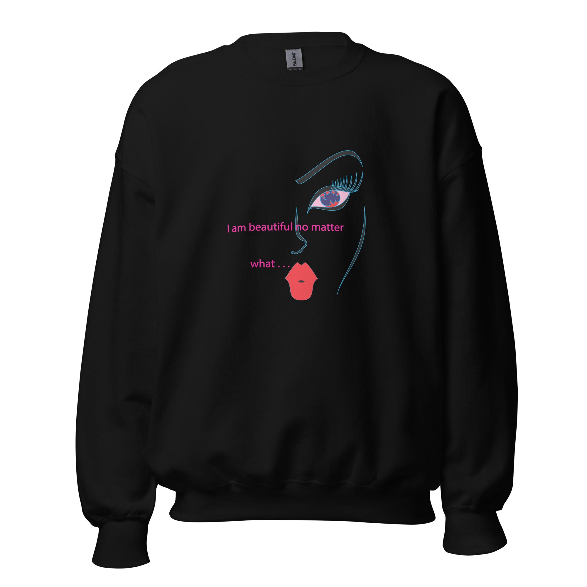 Women Art Drawing Sweatshirt, Good Vibes Only,  Uplifting Design with Inspiring Message, Fashionable Sweater,