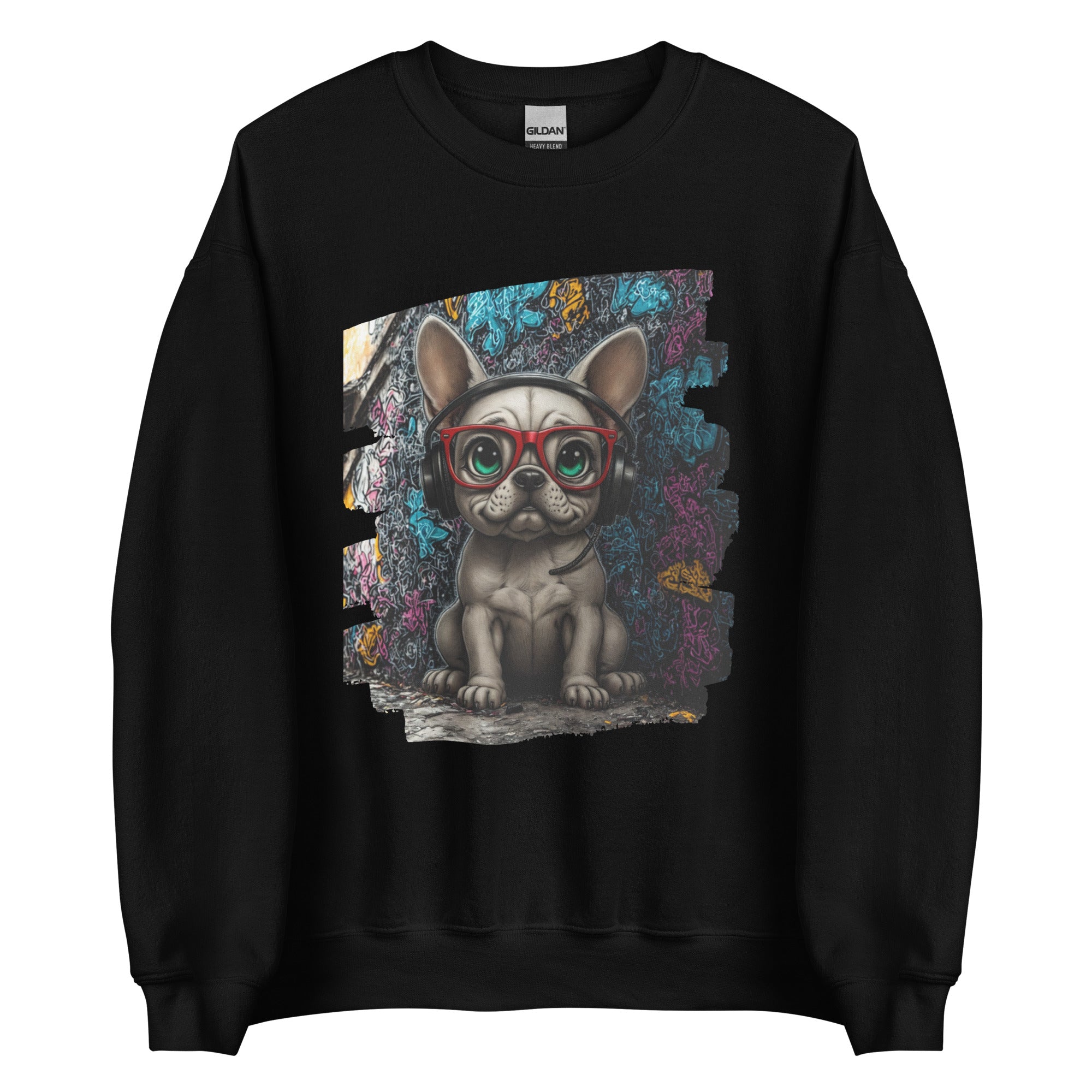 French bulldog DJ sweatshirt playful urban fashion