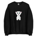 Artistic streetwear sweatshirt featuring a white cat graphic with a black open mouth and pink-lined ears.