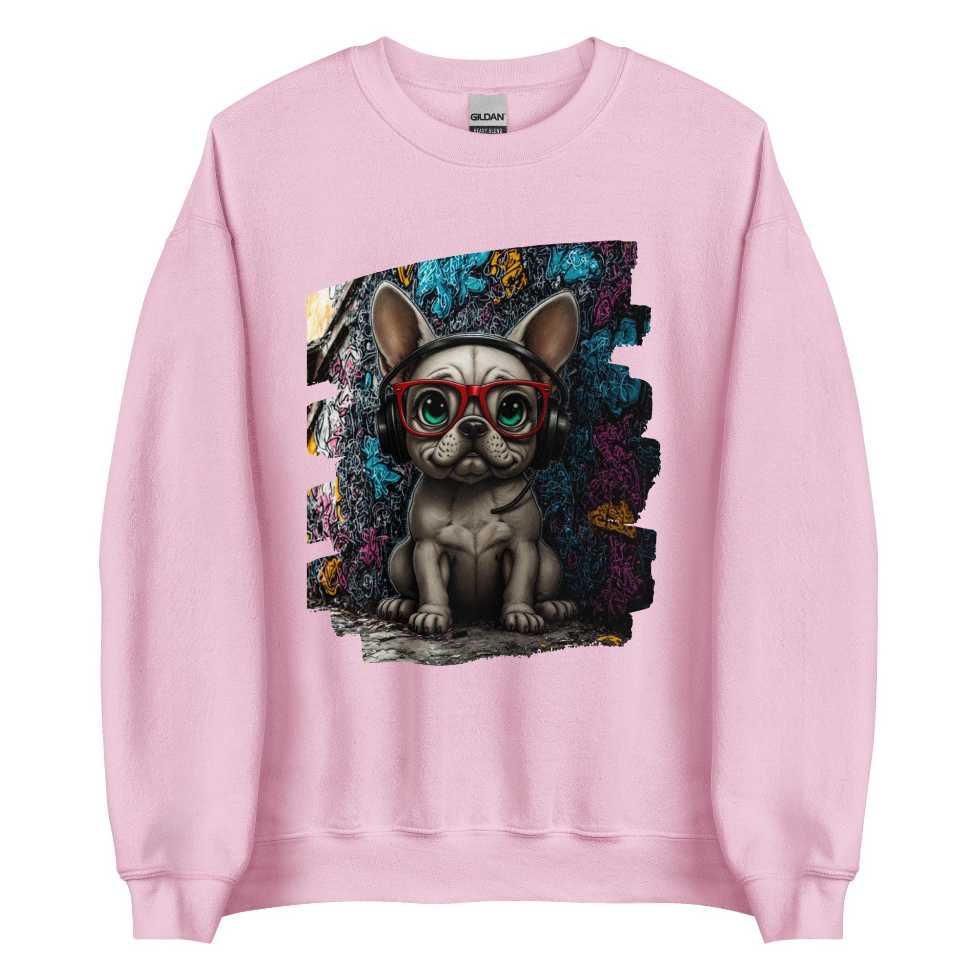 French bulldog DJ sweatshirt bold graphic print