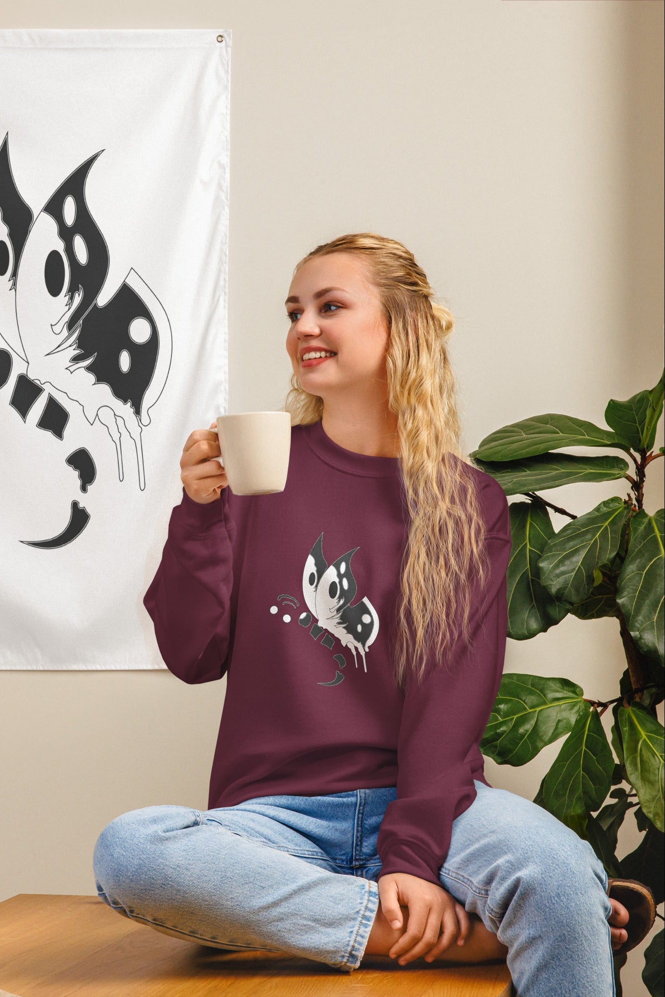 Butterfly sweatshirt maroon