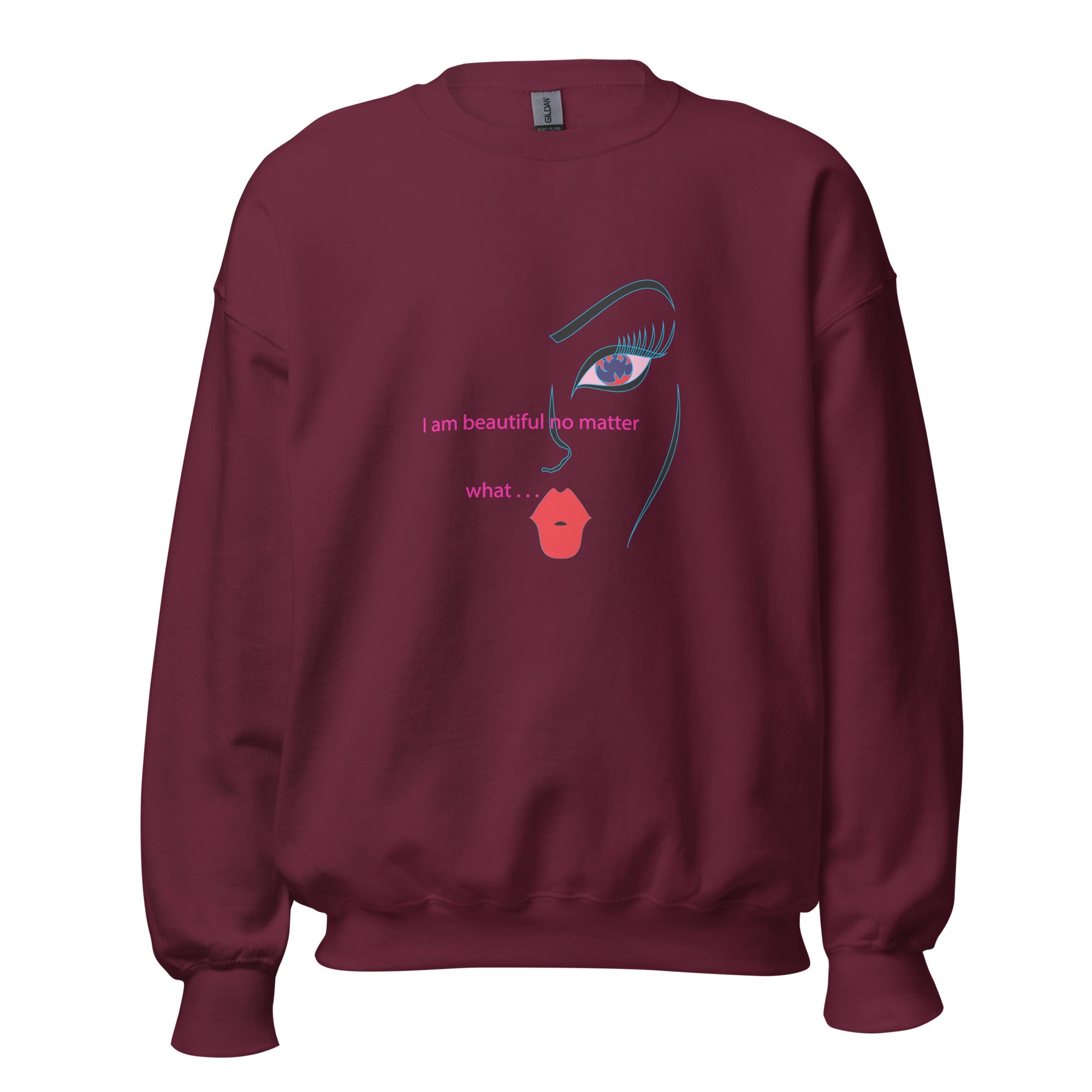 Women Art Drawing Sweatshirt, Good Vibes Only,  Uplifting Design with Inspiring Message, Fashionable Sweater,