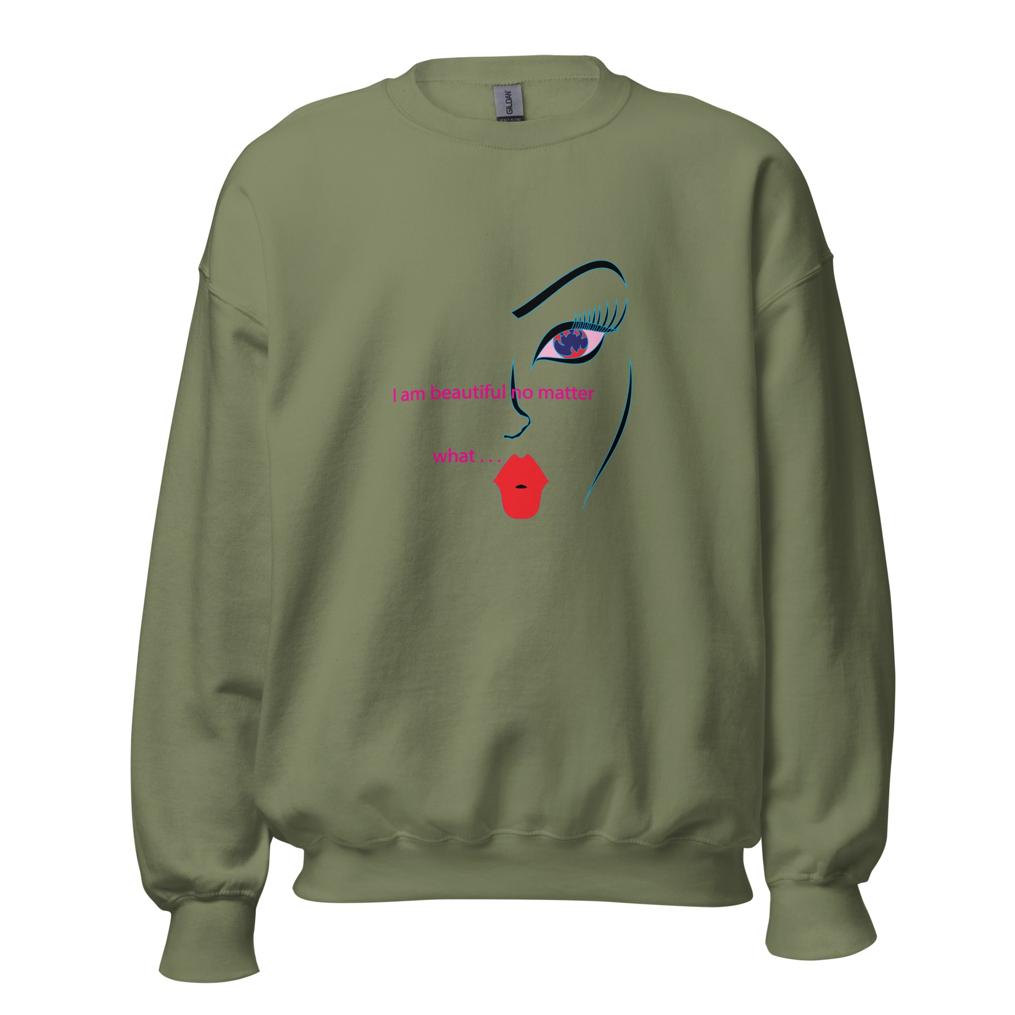 Women Art Drawing Sweatshirt, Good Vibes Only,  Uplifting Design with Inspiring Message, Fashionable Sweater,