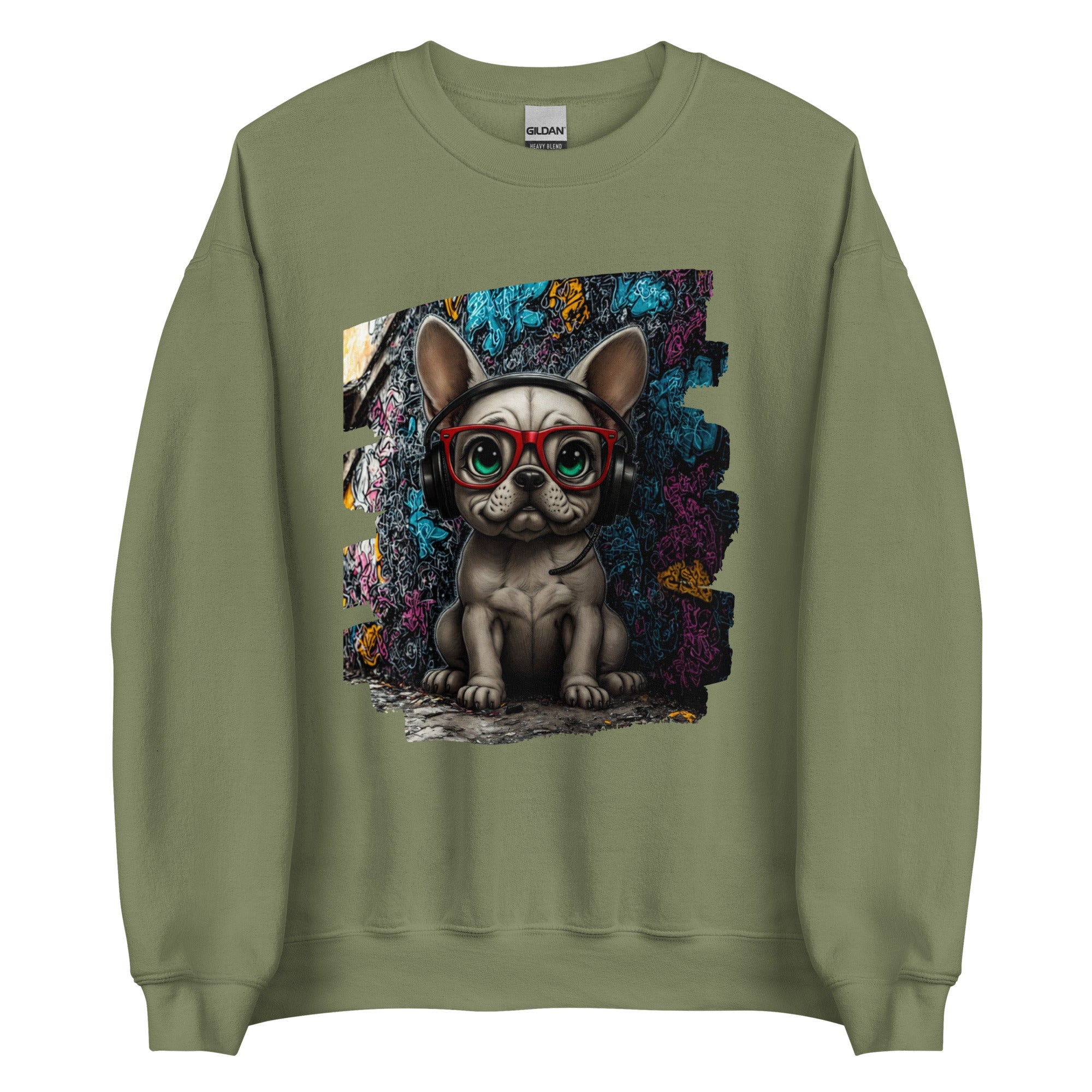 Retro DJ dog sweatshirt cozy casual wear