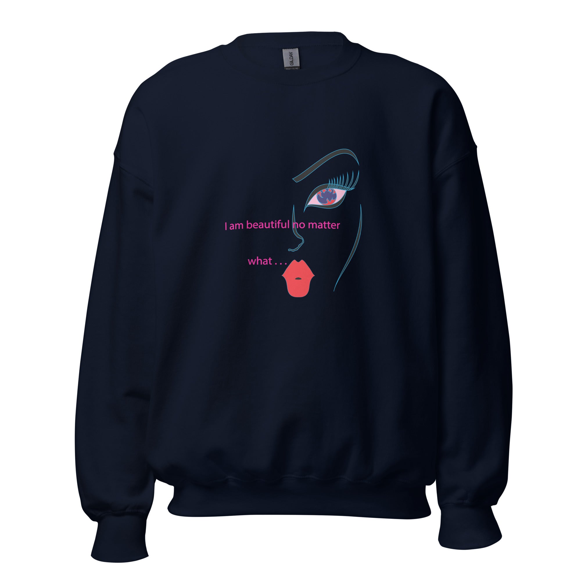 Women Art Drawing Sweatshirt, Good Vibes Only,  Uplifting Design with Inspiring Message, Fashionable Sweater,