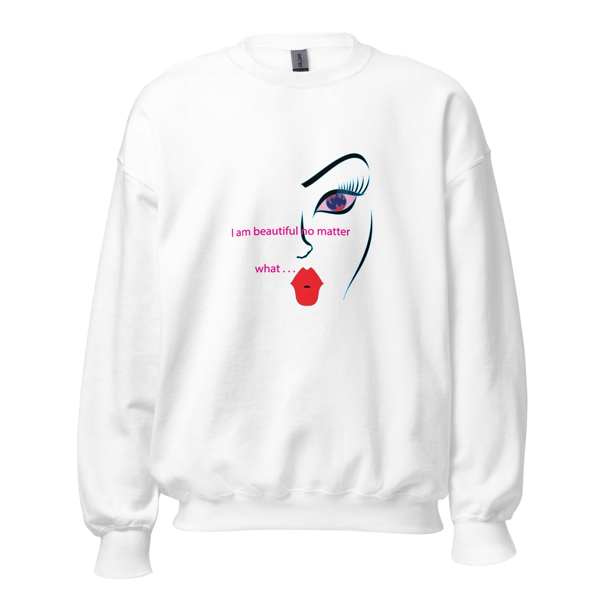 Women Art Drawing Sweatshirt, Good Vibes Only,  Uplifting Design with Inspiring Message, Fashionable Sweater,