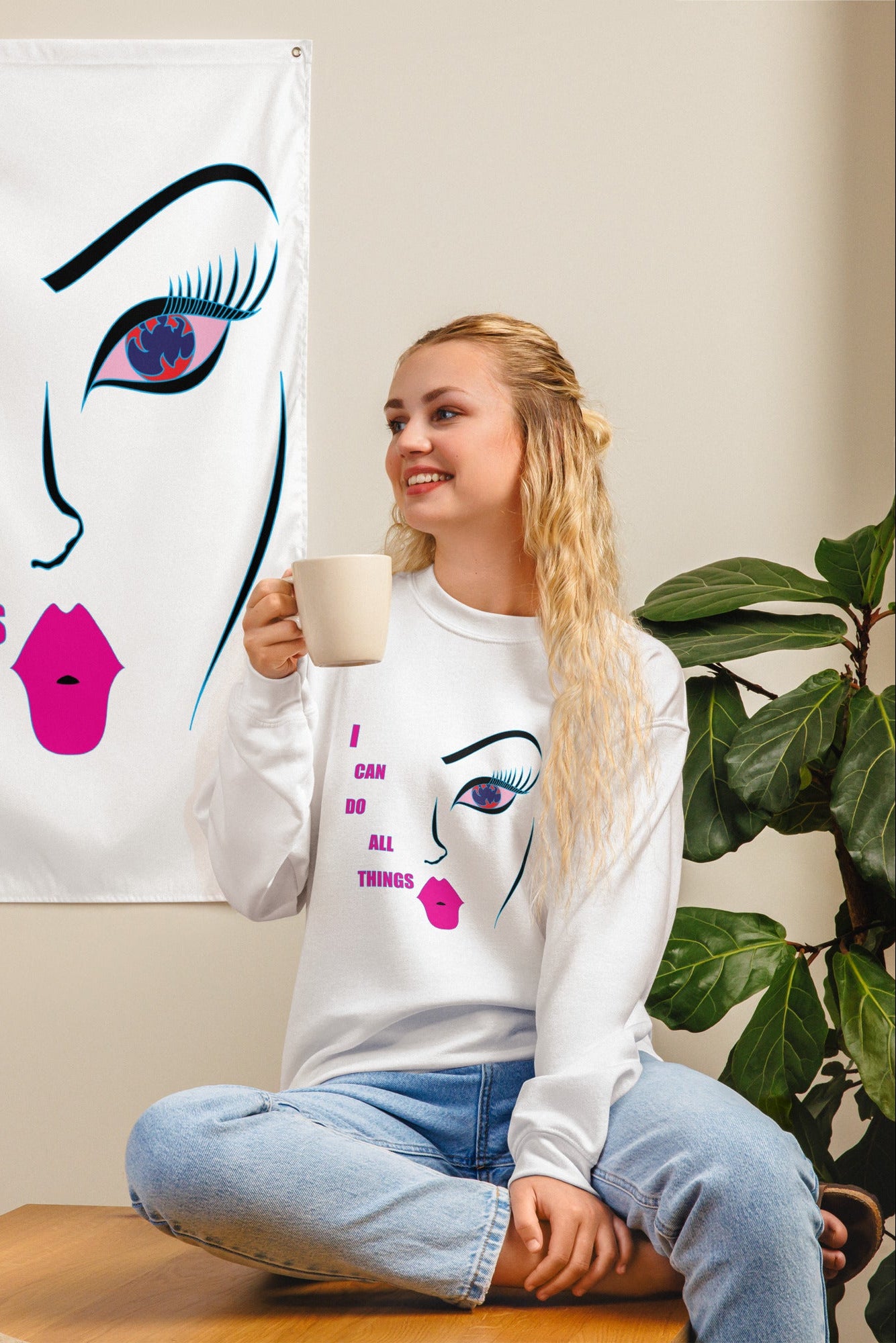 Artsy crew neck sweatshirt