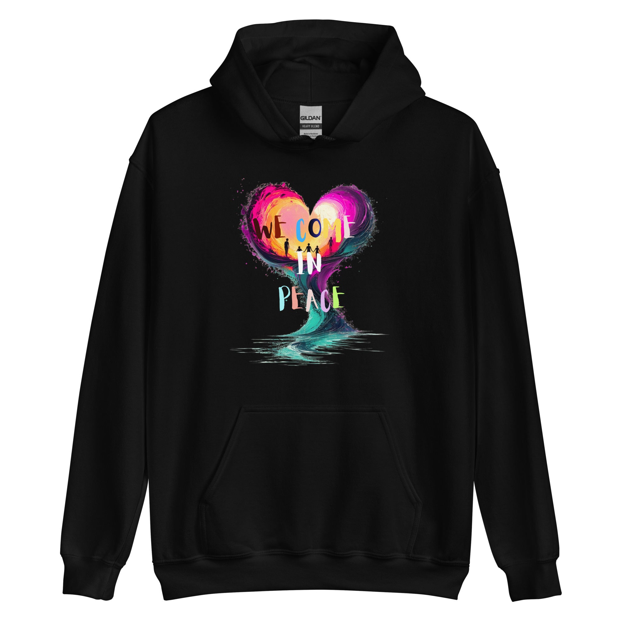We Come in Peace hoodie front design