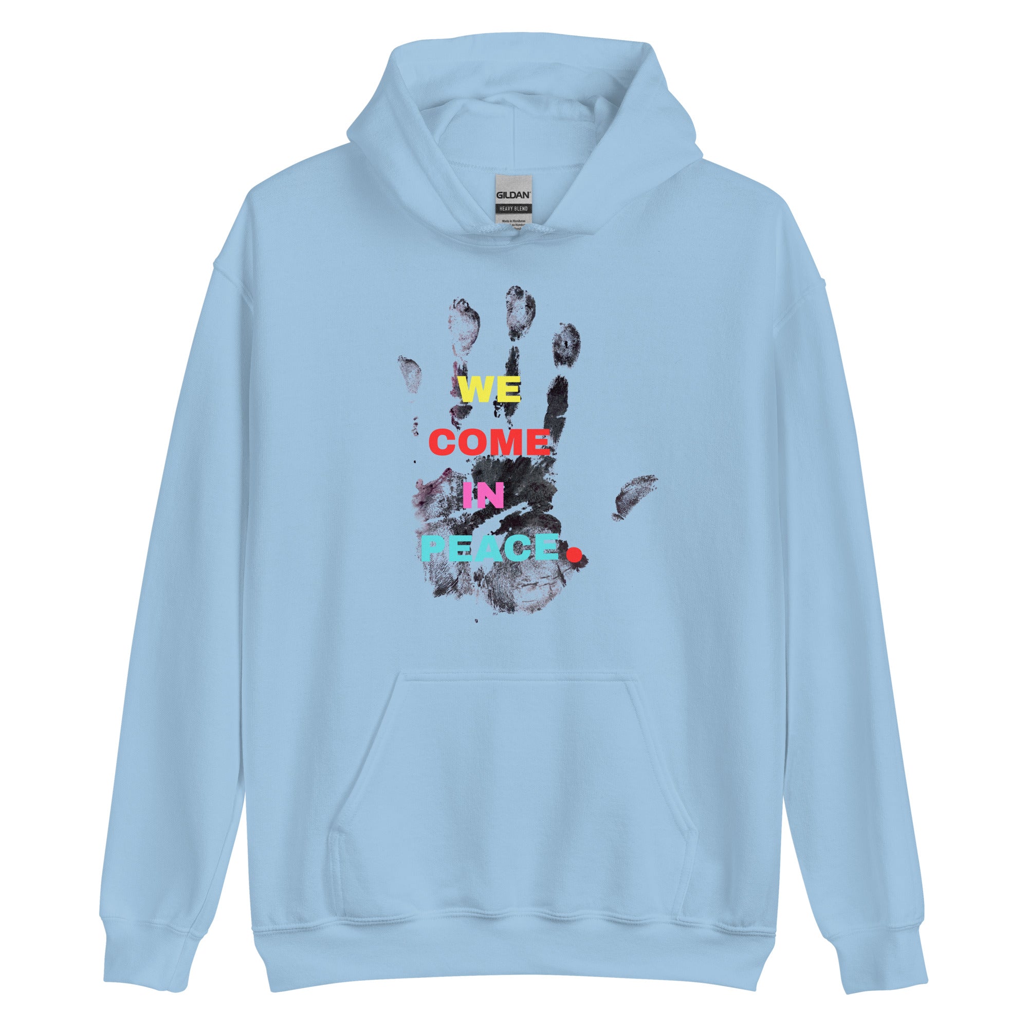 Peace statement hoodie flat lay